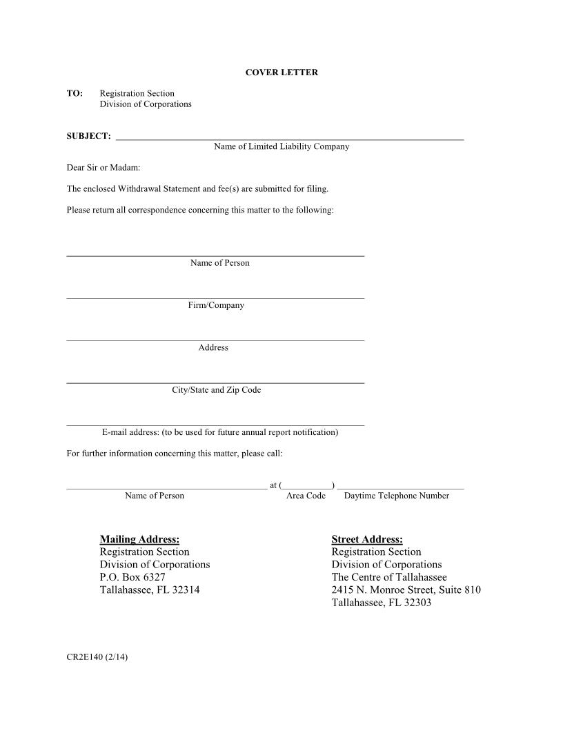 Withdrawal Statement {CR2E140} | Pdf Fpdf Doc Docx | Florida