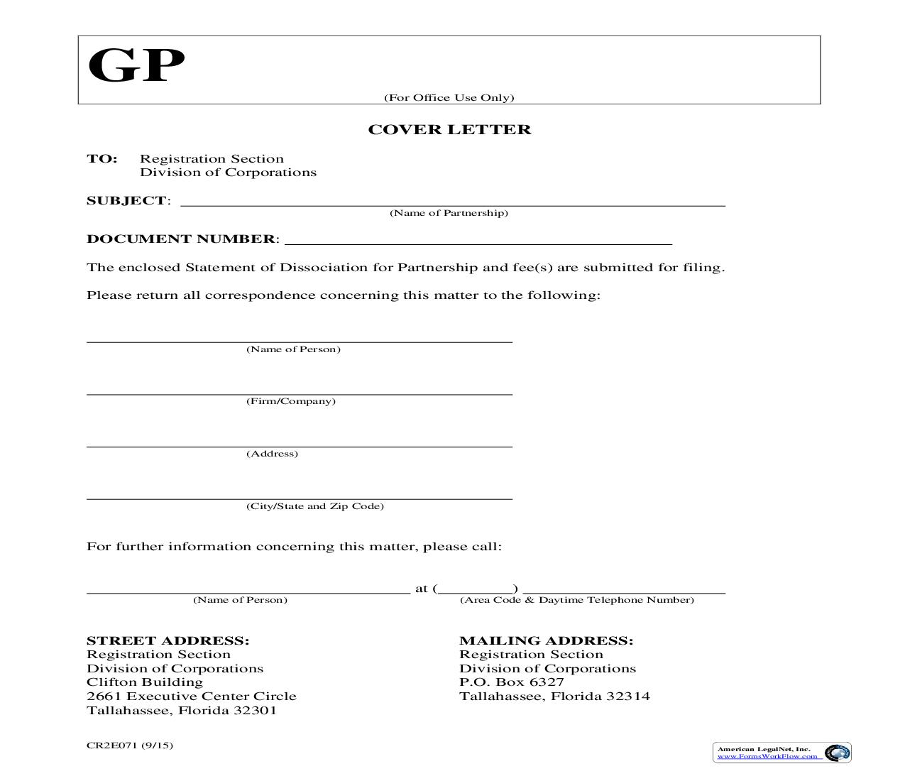 Statement Of Dissociation For Partnership {CR2E071} | Pdf Fpdf Doc Docx | Florida