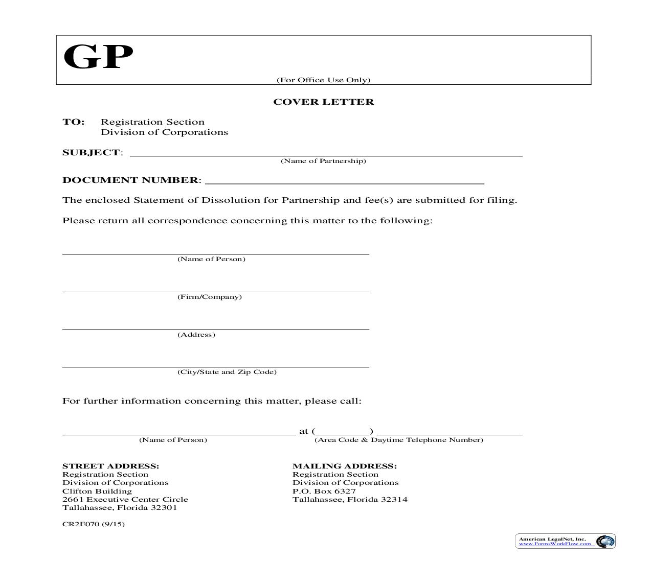 Statement Of Dissolution For Partnership {CR2E070} | Pdf Fpdf Doc Docx | Florida