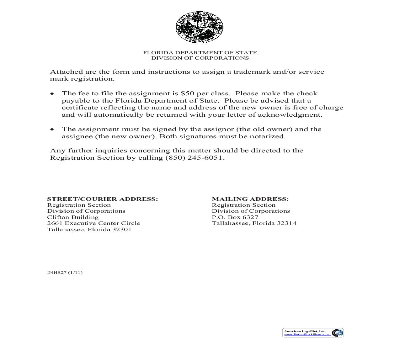 Assignment Of Mark Registration {INHS27} | Pdf Fpdf Doc Docx | Florida