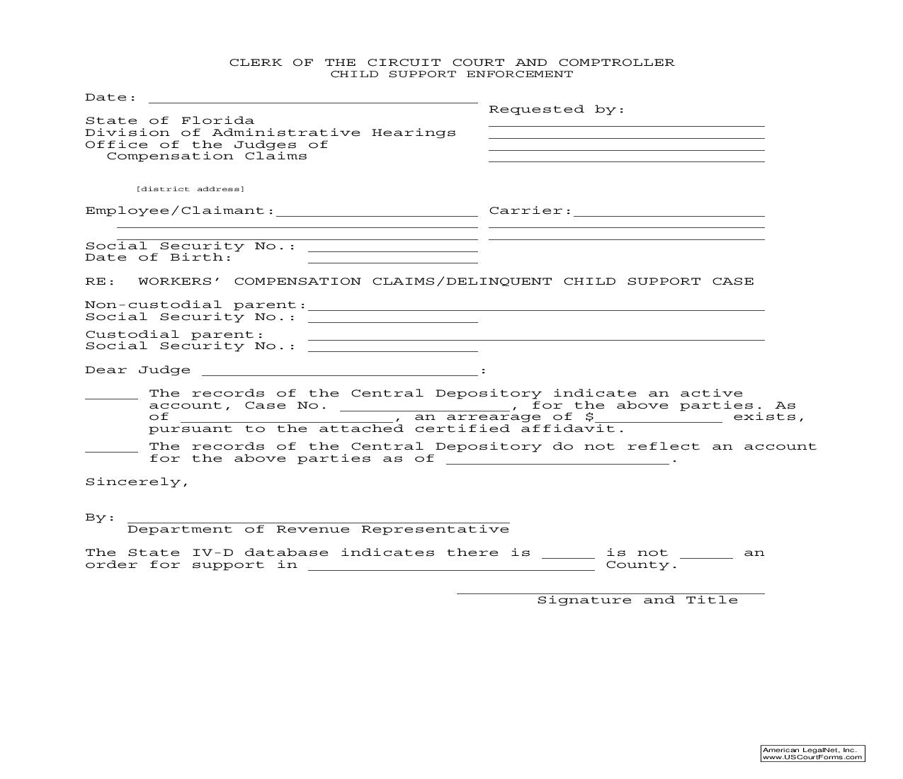 Clerk Of Court And Comptroller Child Support Enforcement | Pdf Fpdf Doc Docx | Florida