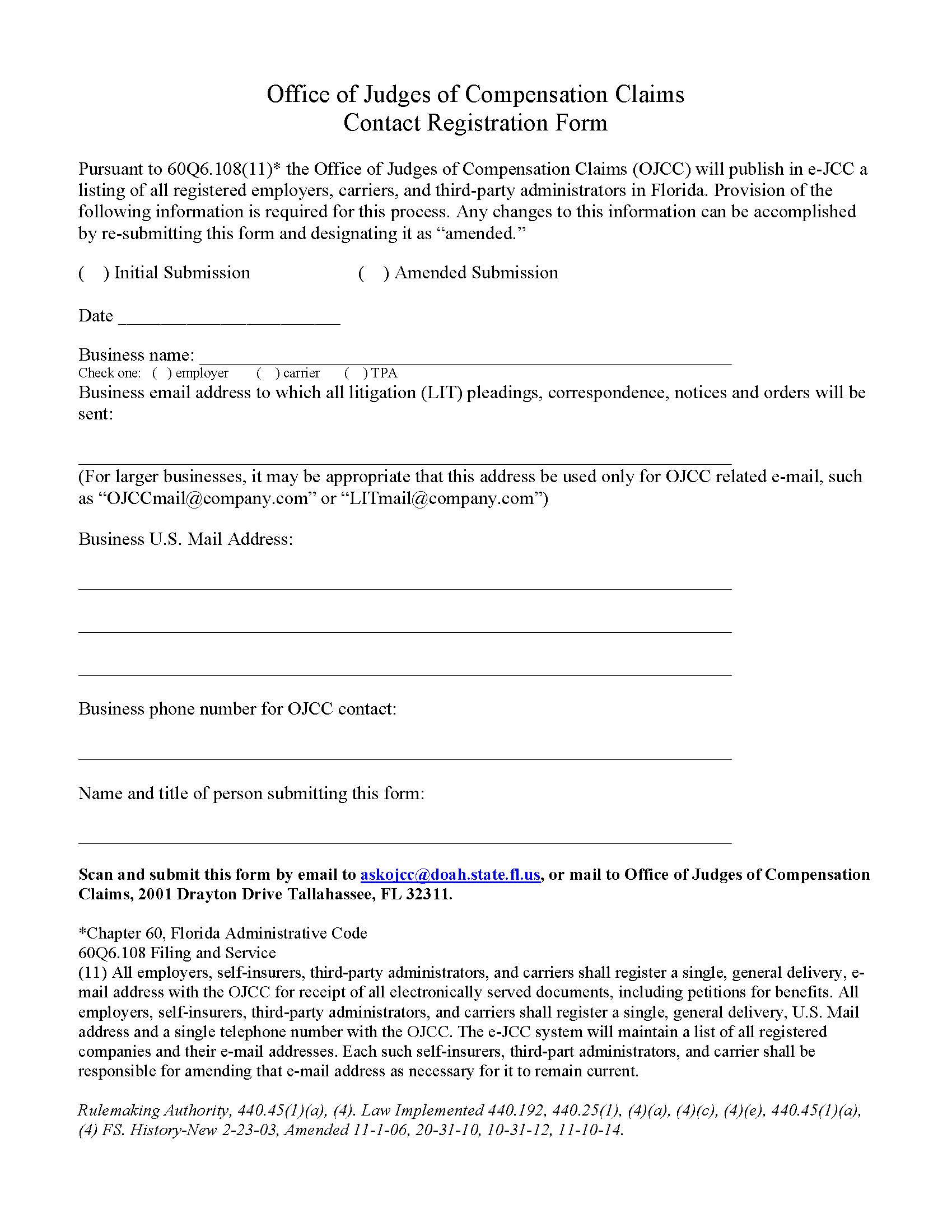 Contact Registration Form | Pdf Fpdf Doc Docx | Florida