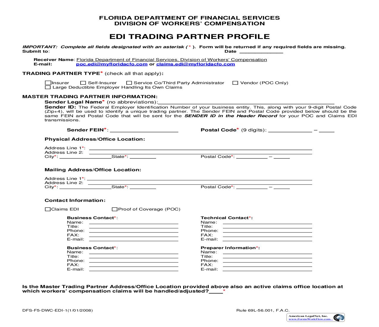 EDI Trading Partner Profile {EDI-1} | Pdf Fpdf Doc Docx | Florida