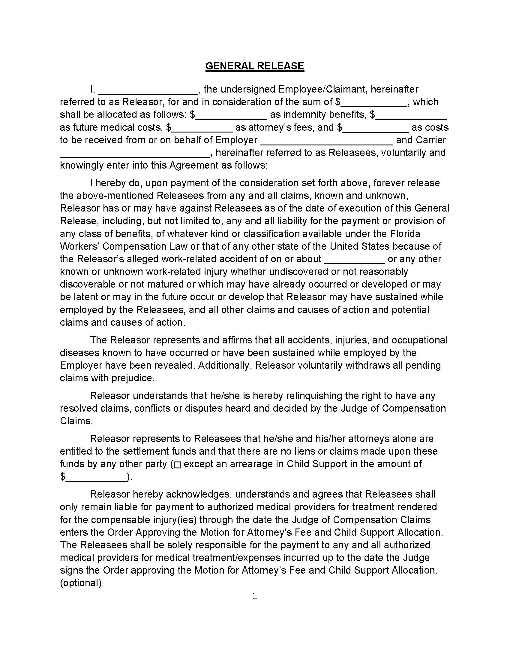 General Release {FLWC GR} | Pdf Fpdf Doc Docx | Florida