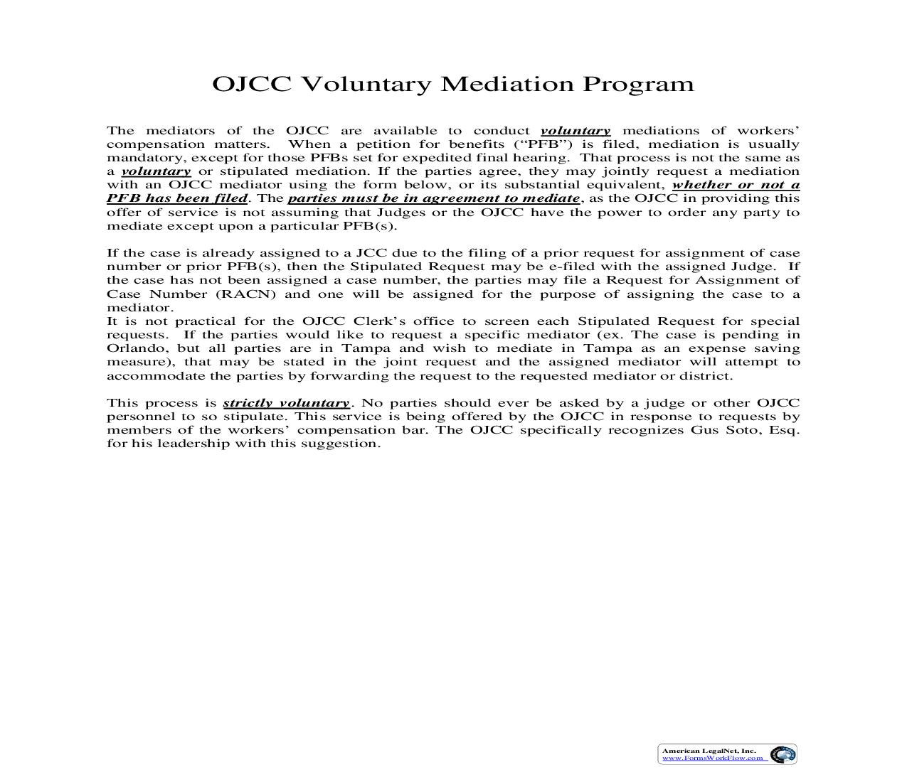 Joint Request For Voluntary Mediation | Pdf Fpdf Doc Docx | Florida