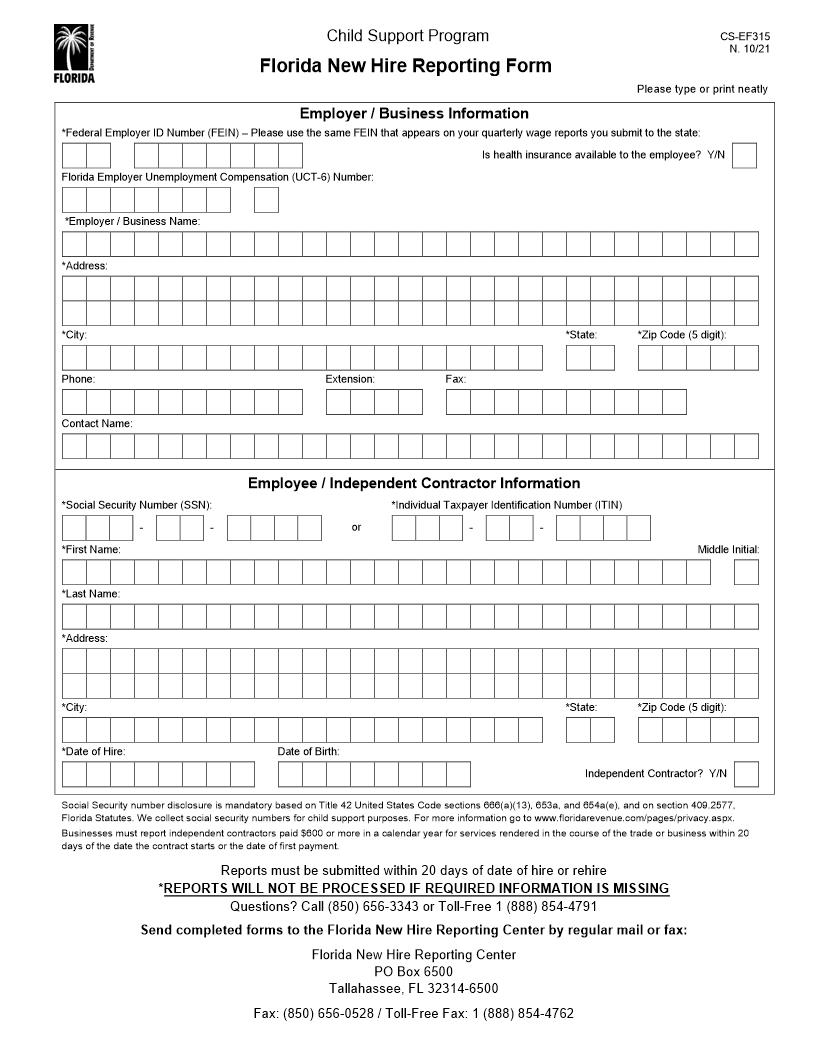 New Hire Reporting | Pdf Fpdf Docx | Florida