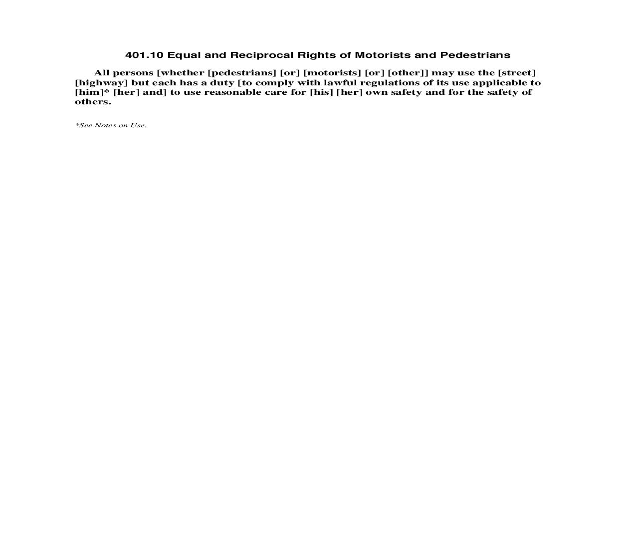 401.10 Equal and Reciprocal Rights of Motorists and Pedestrians | Pdf Doc Docx | Florida_JI