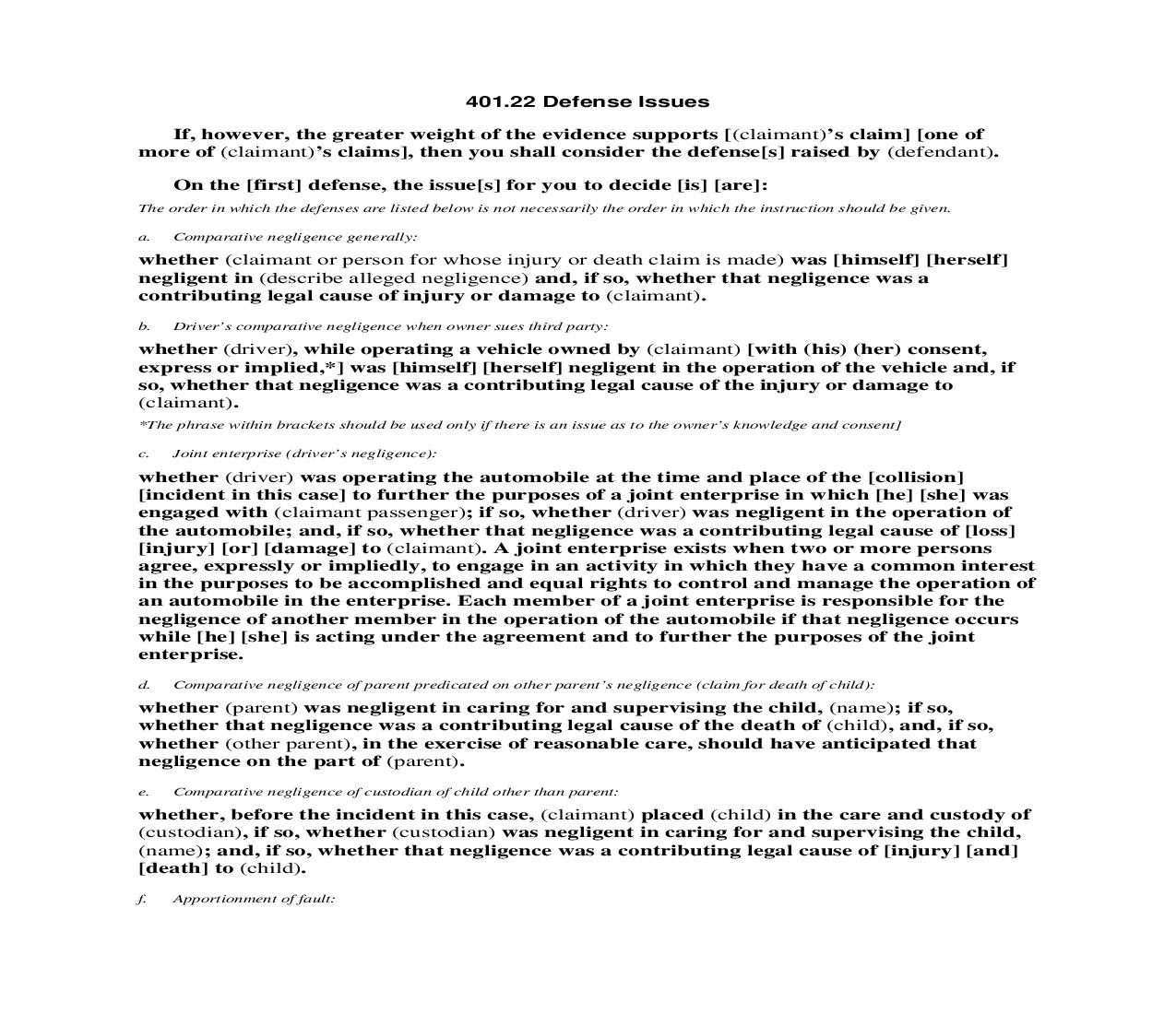 401.22 Defense Issues | Pdf Doc Docx | Florida_JI