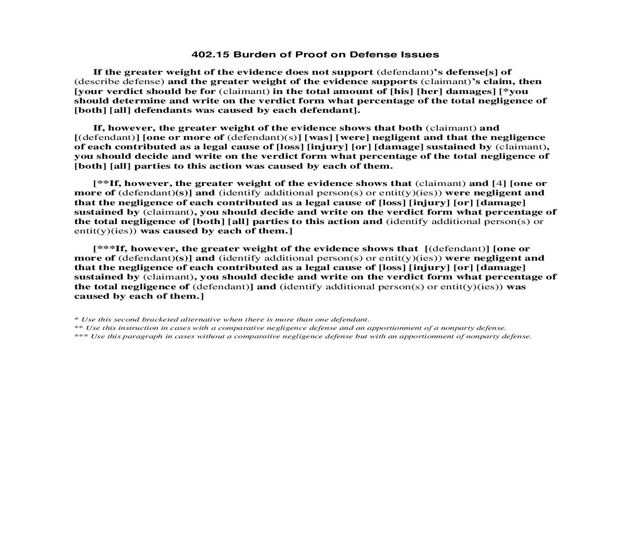 402.15 Burden of Proof on Defense Issues | Pdf Doc Docx | Florida_JI