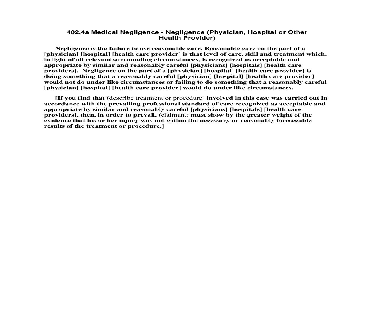 402.4a Medical Negligence - Negligence (Physician Hospital or Other Health Provider) | Pdf Doc Docx | Florida_JI
