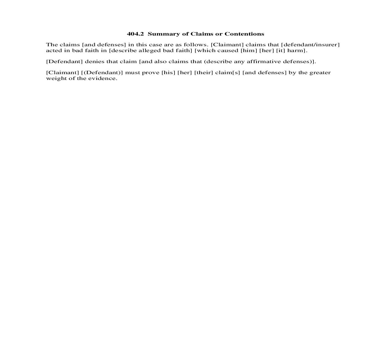 404.2 Summary of Claims or Contentions | Pdf Doc Docx | Florida_JI