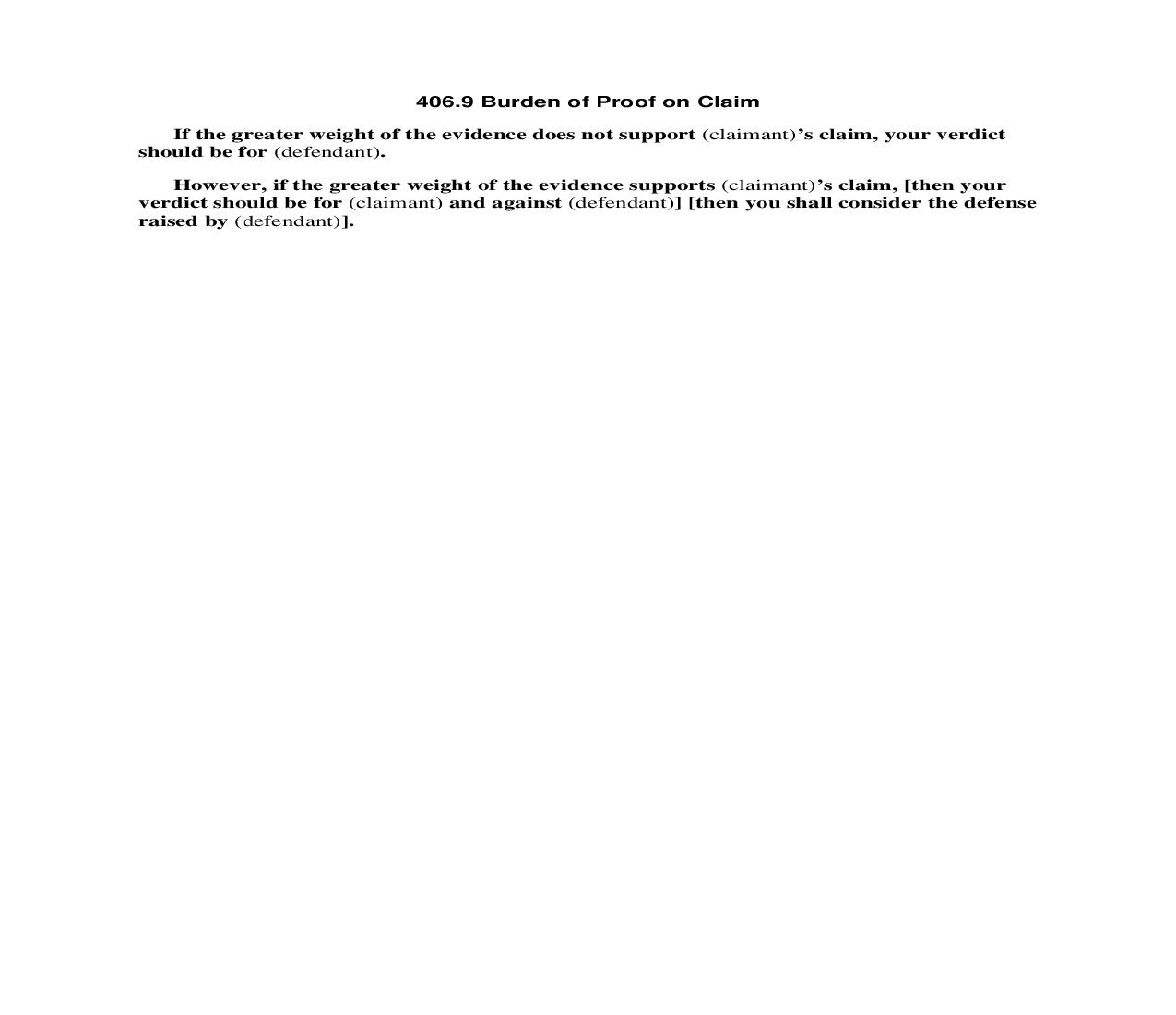 406.9 Burden of Proof on Claim | Pdf Doc Docx | Florida_JI