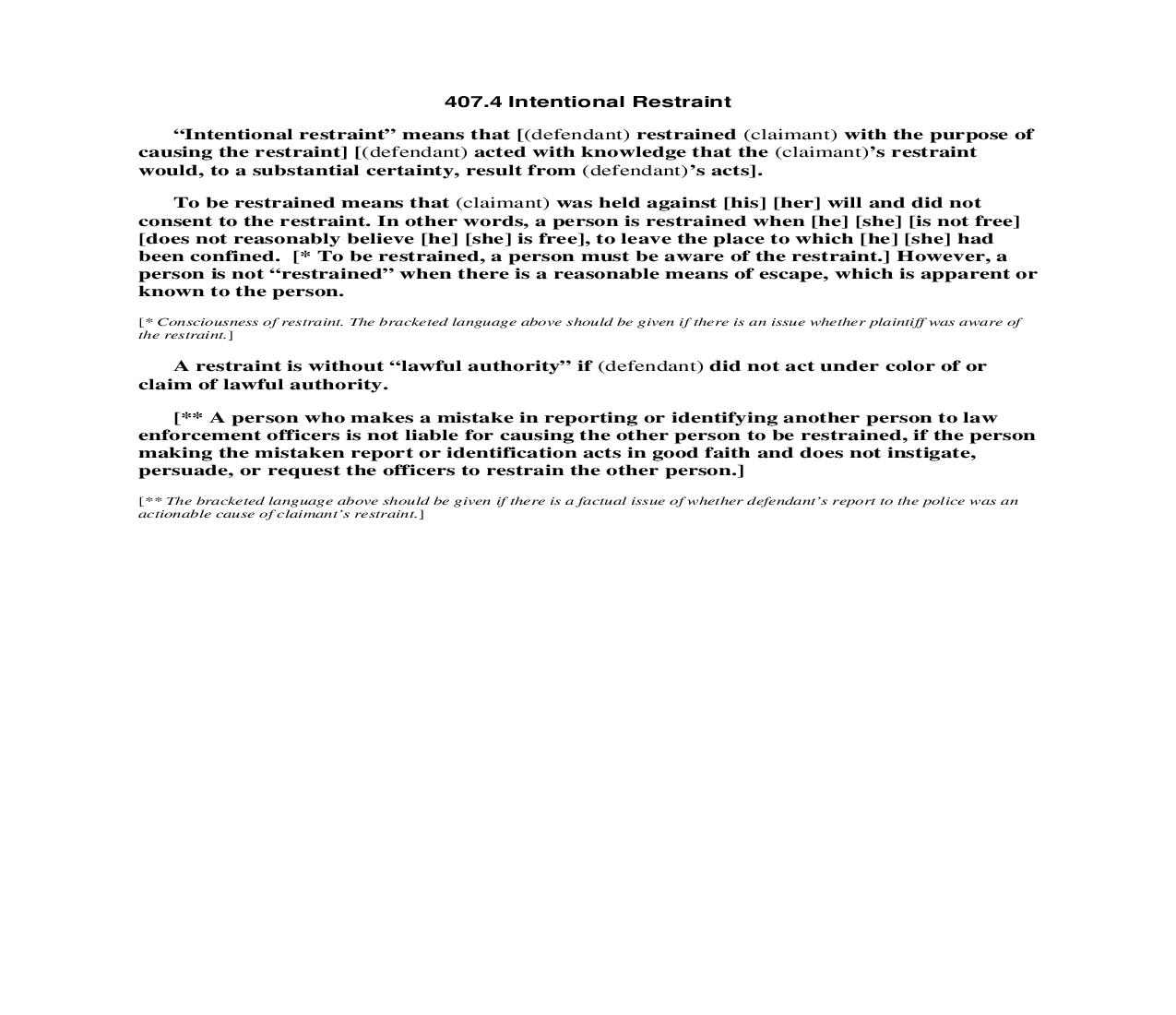 407.4 Intentional Restraint | Pdf Doc Docx | Florida_JI
