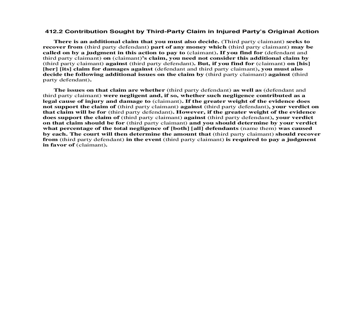 412.2 Contribution Sought by Third Party Claim in Injured Partys Original Action | Pdf Doc Docx | Florida_JI