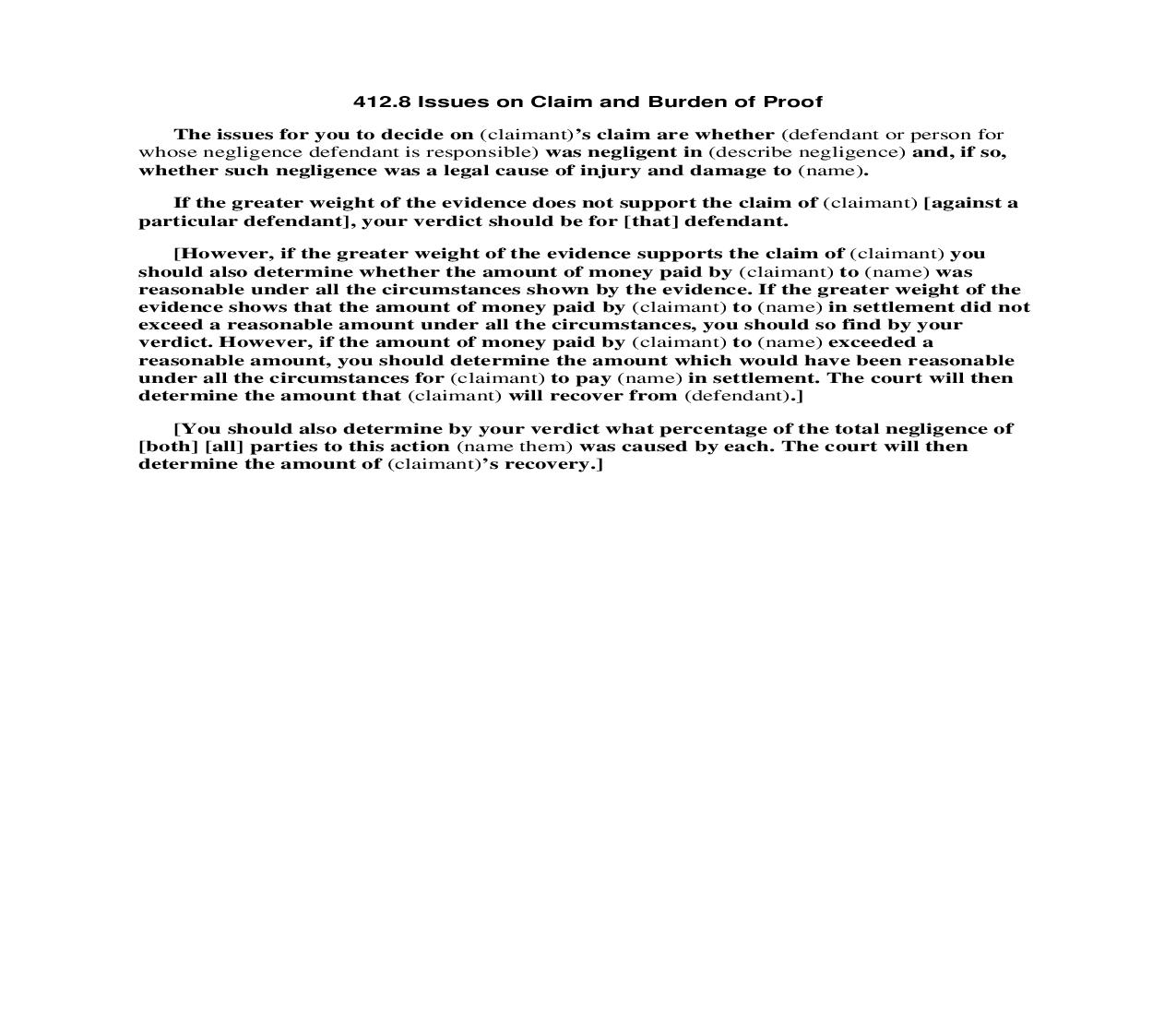 412.8 Issues on Claim and Burden of Proof | Pdf Doc Docx | Florida_JI
