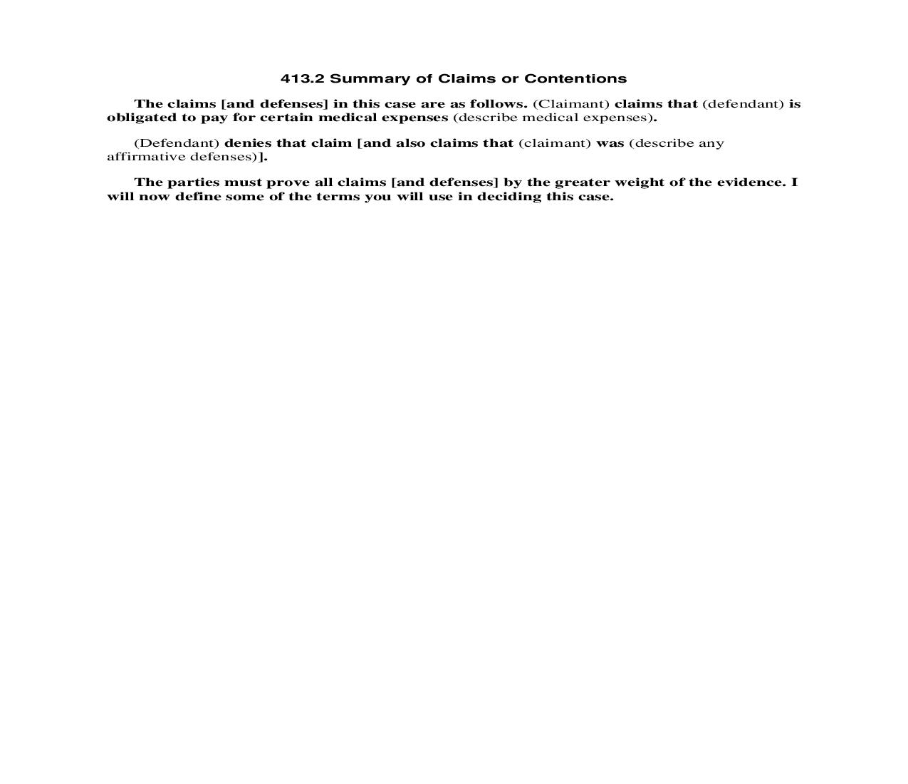 413.2 Summary of Claims or Contentions | Pdf Doc Docx | Florida_JI