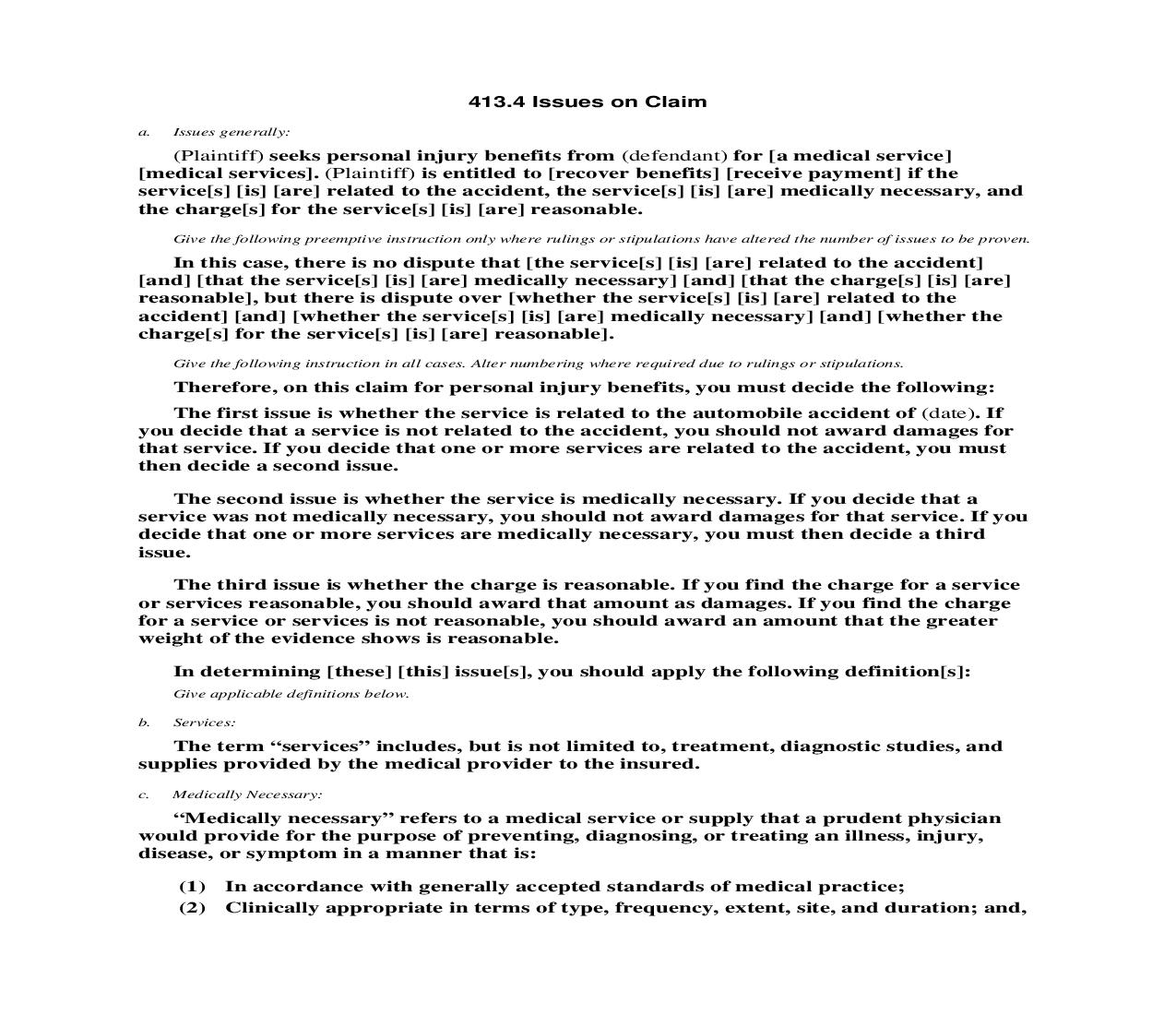 413.4 Issues on Claim | Pdf Doc Docx | Florida_JI