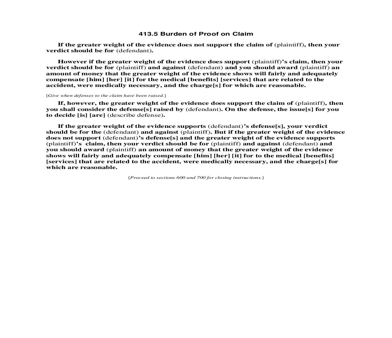 413.5 Burden of Proof on Claim | Pdf Doc Docx | Florida_JI