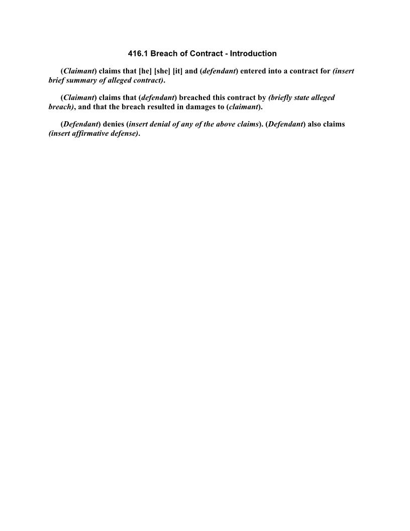 416.1 Breach Of Contract Introduction | Pdf Docx | Florida_JI