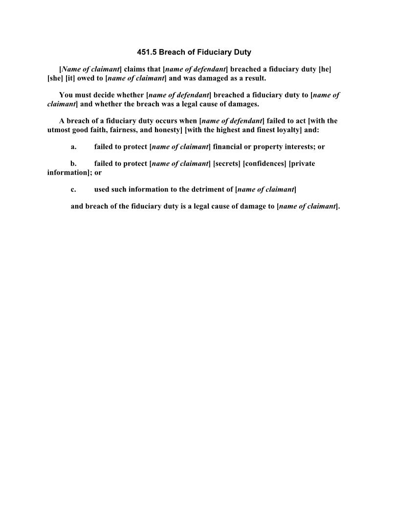 451.5 Breach Of Fiduciary Duty | Pdf Docx | Florida_JI