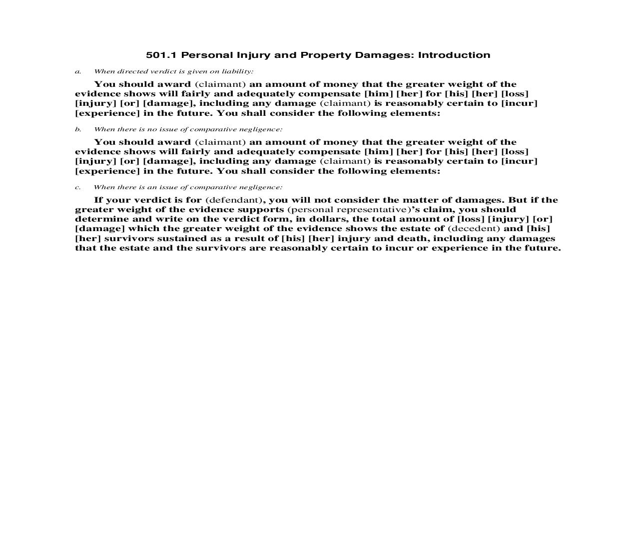 501.1 Personal Injury and Property Damages Introduction | Pdf Doc Docx | Florida_JI