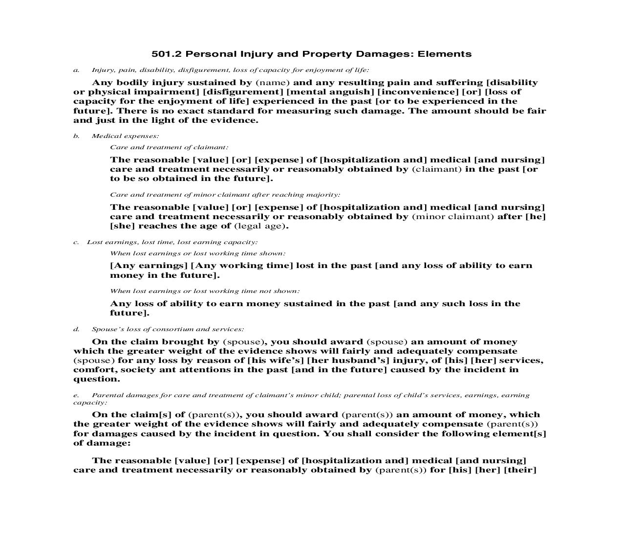 501.2 Personal Injury and Property Damages - Elements | Pdf Doc Docx | Florida_JI
