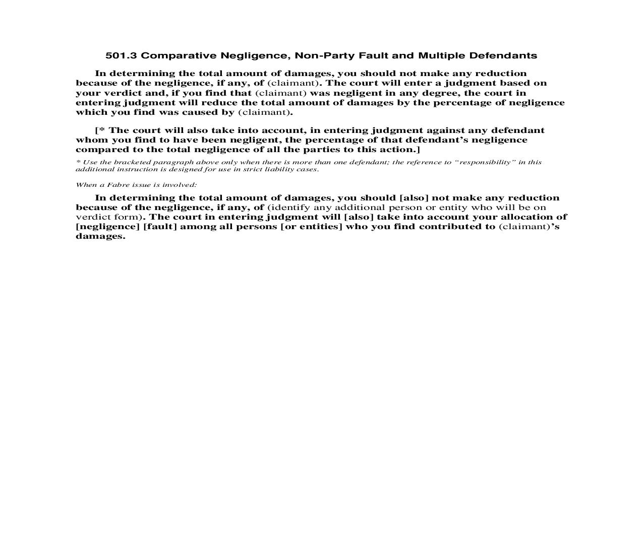 501.3 Comparative Negligence Non-Party Fault and Multiple Defendants | Pdf Docx | Florida_JI