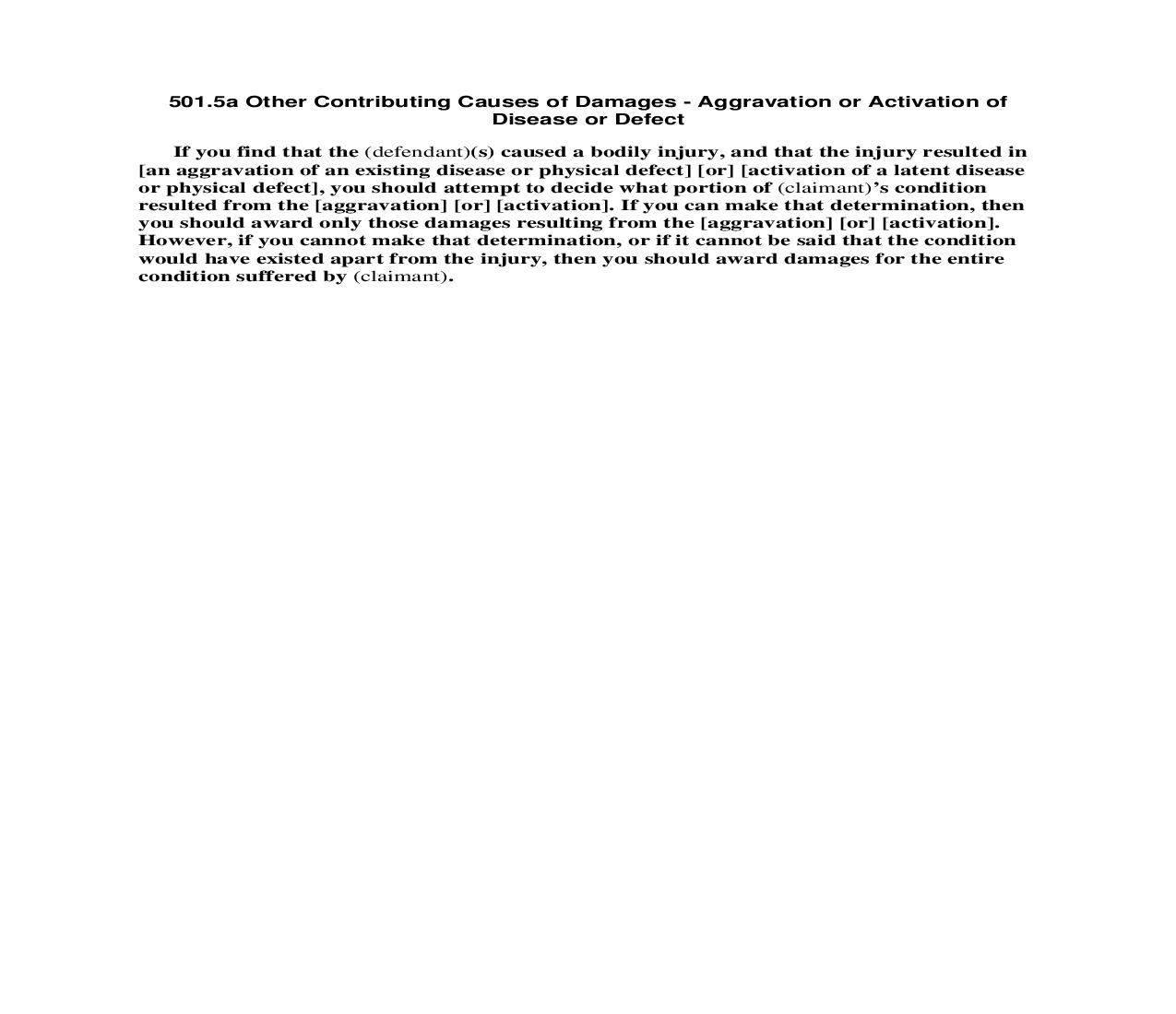 501.5a Other Contributing Causes Of Damages - Aggravation or Activation of Disease or Defect | Pdf Doc Docx | Florida_JI