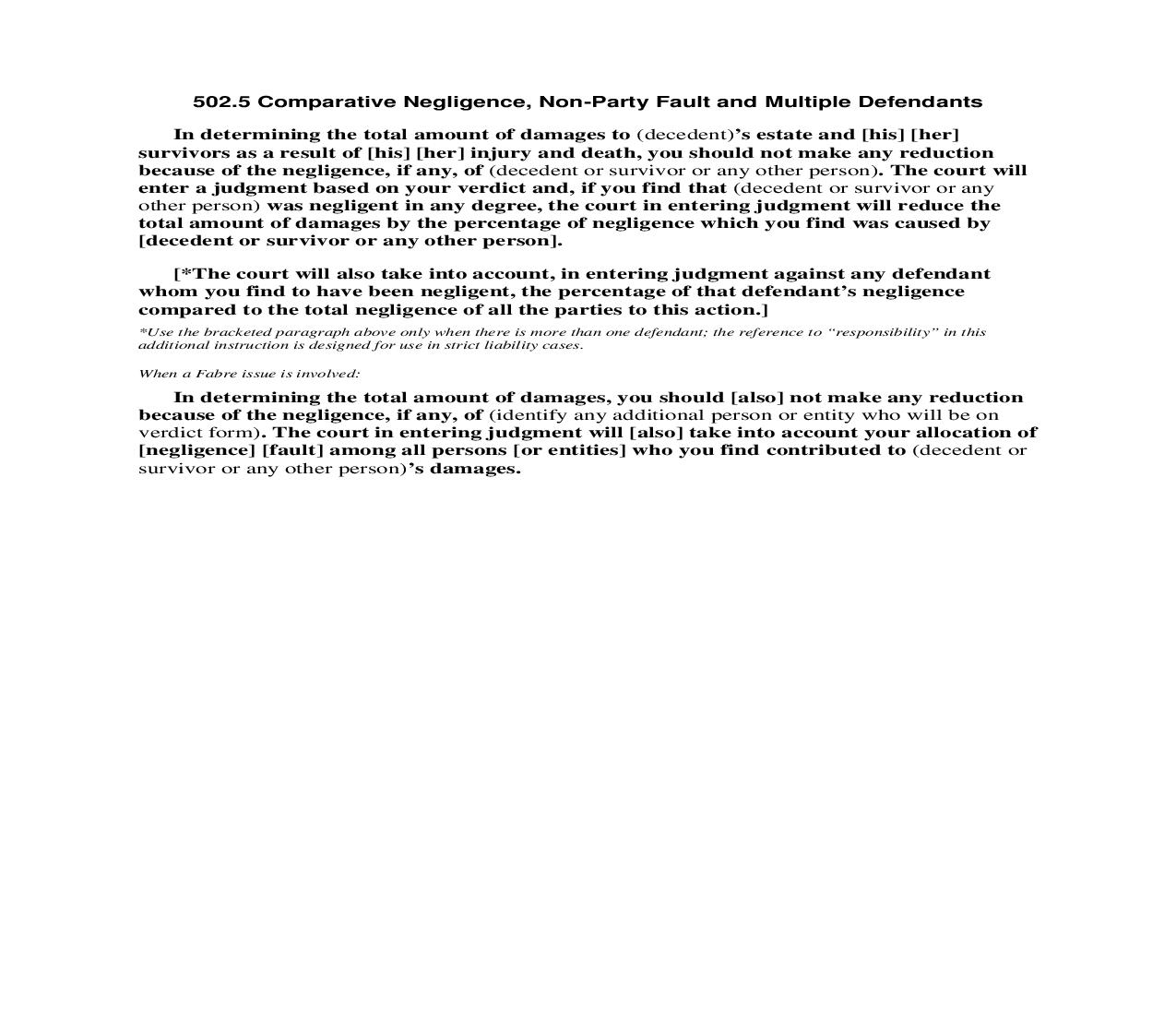 502.5 Comparative Negligence Non-Party Fault and Multiple Defendants | Pdf Doc Docx | Florida_JI