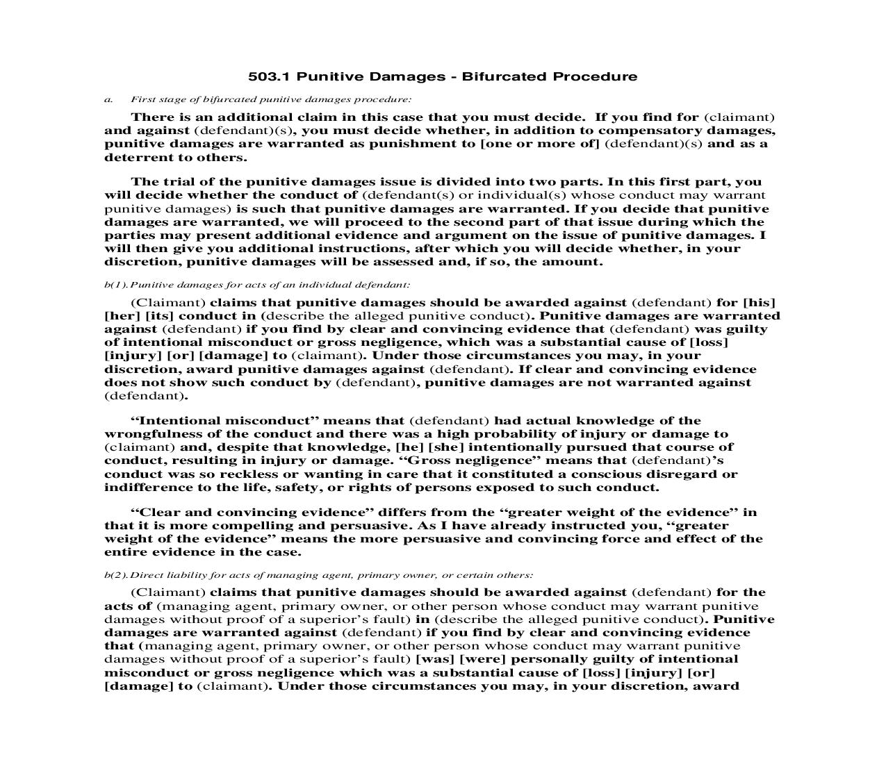503.1 Punitive Damages - Bifurcated Procedure | Pdf Doc Docx | Florida_JI