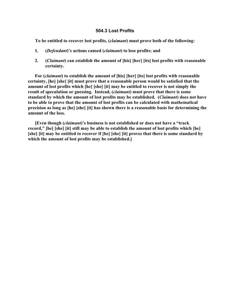 504.3 Lost Profits | Pdf Docx | Florida_JI