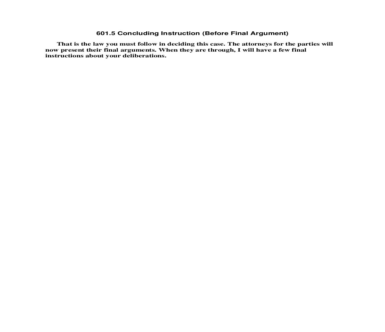 601.5 Concluding Instruction (Before Final Argument) | Pdf Doc Docx | Florida_JI