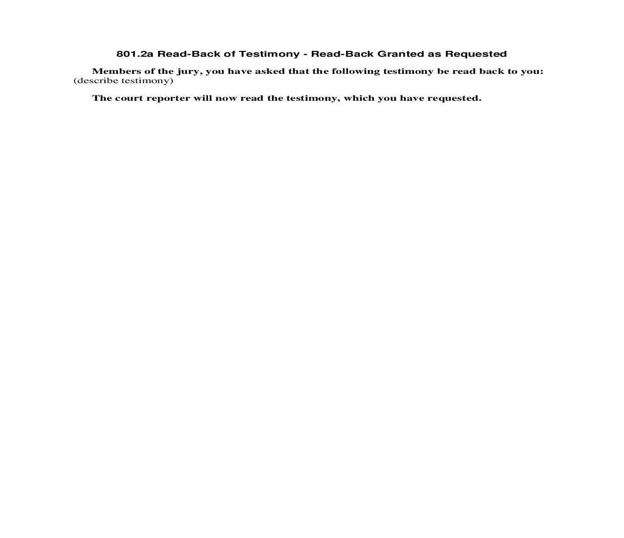 801.2a Read-Back of Testimony - Read-Back Granted As Requested | Pdf Doc Docx | Florida_JI