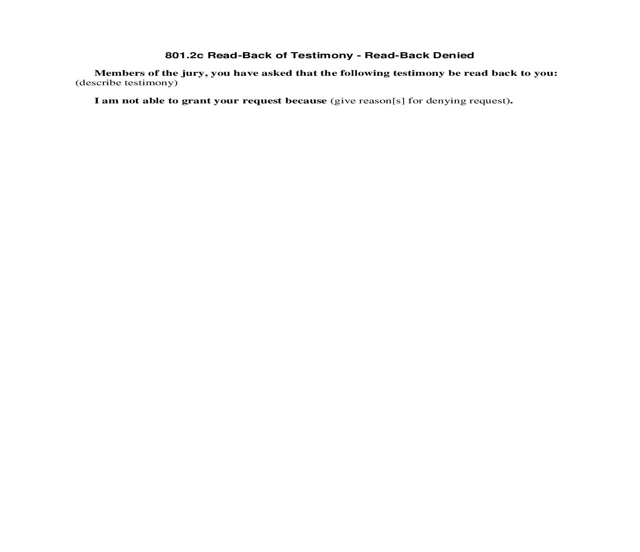 801.2c Read-Back of Testimony - Read-Back Denied | Pdf Doc Docx | Florida_JI