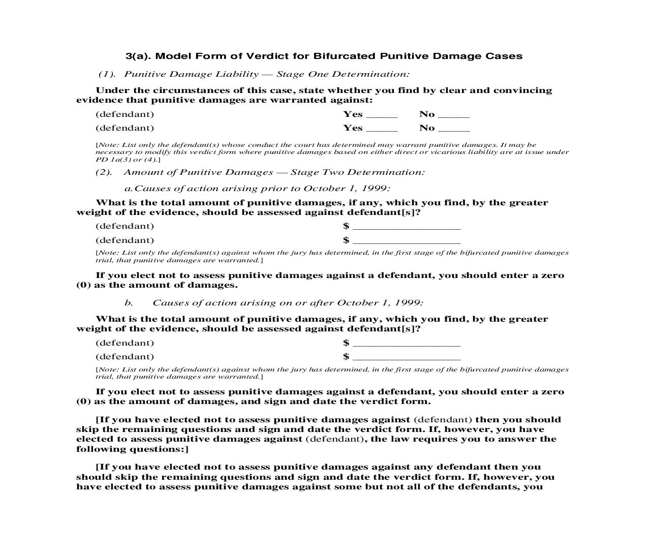 3(a). Model Form of Verdict for Bifurcated Punitive Damage Cases | Pdf Doc Docx | Florida_JI