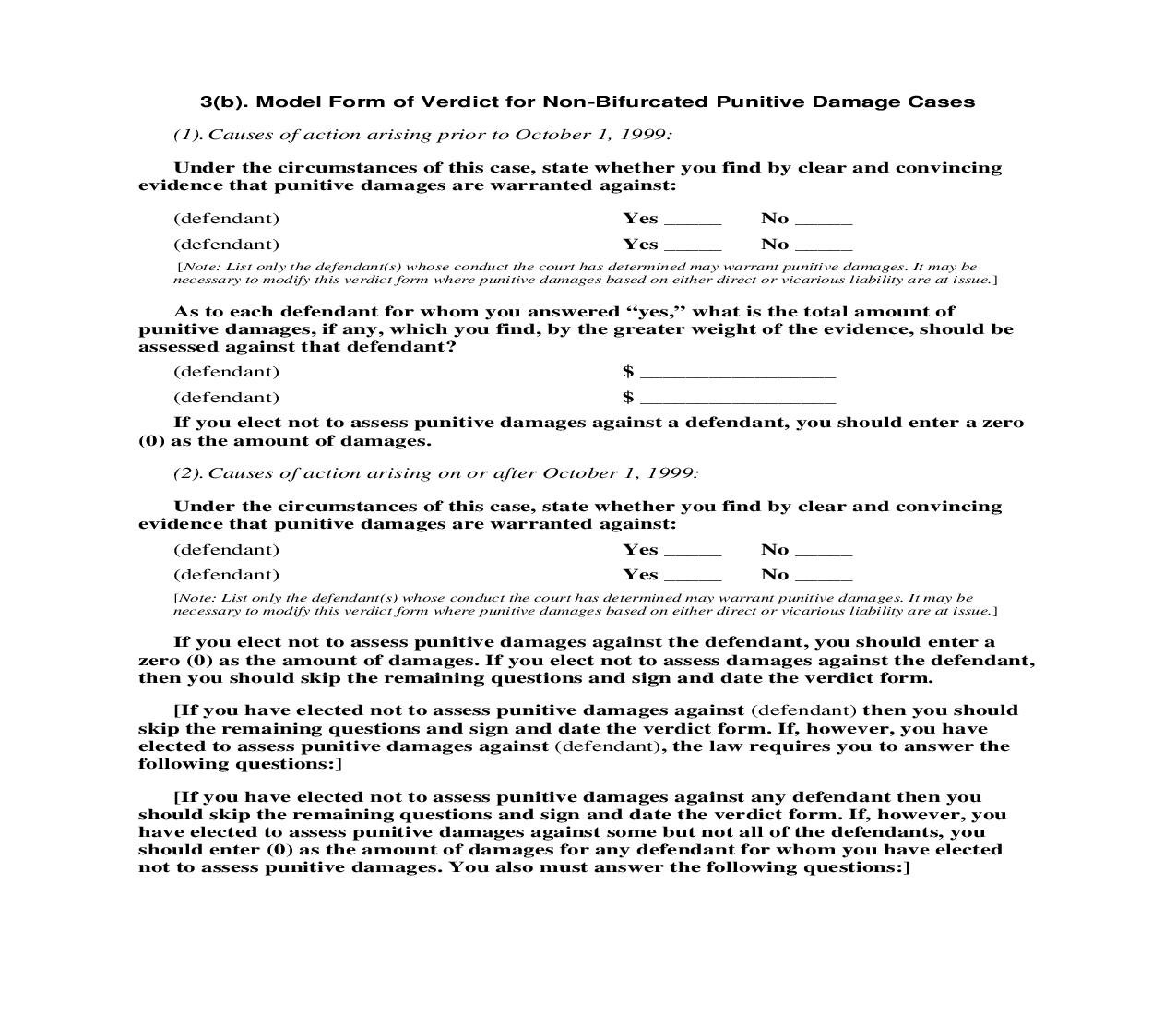 3(b). Model Form of Verdict for Non-Bifurcated Punitive Damage Cases | Pdf Doc Docx | Florida_JI