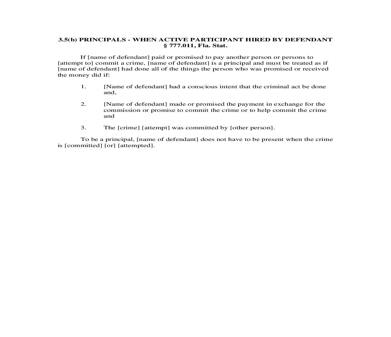 3.5(b). Principals - When Active Participant Hired by Defendant | Pdf Doc Docx | Florida_JI