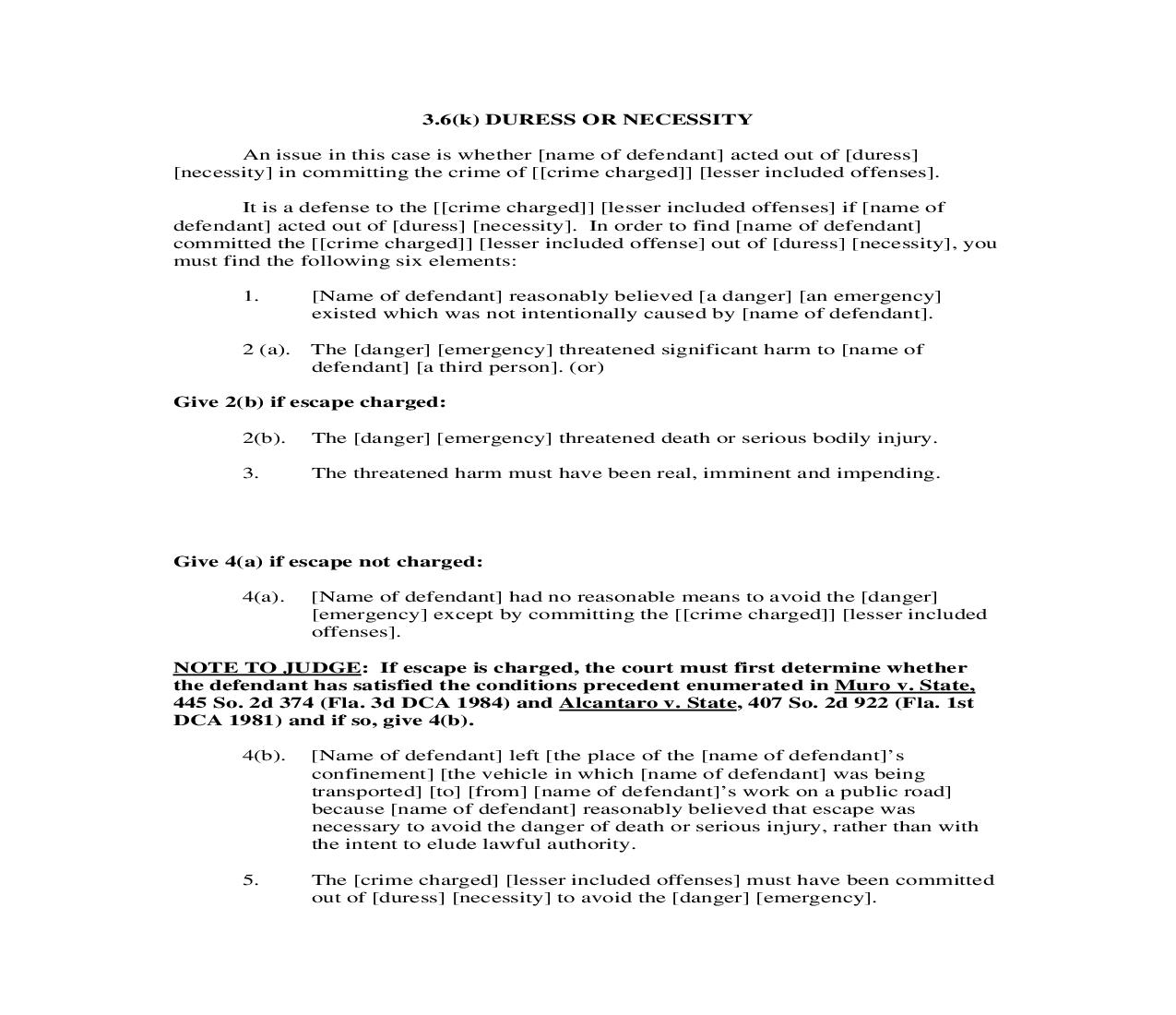 3.6(k). Duress Or Necessity | Pdf Doc Docx | Florida_JI