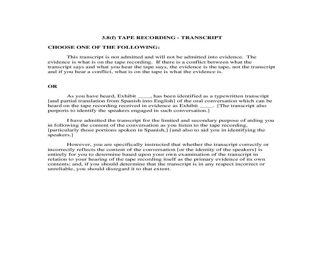 3.8(f). Tape Recording - Transcript | Pdf Doc Docx | Florida_JI