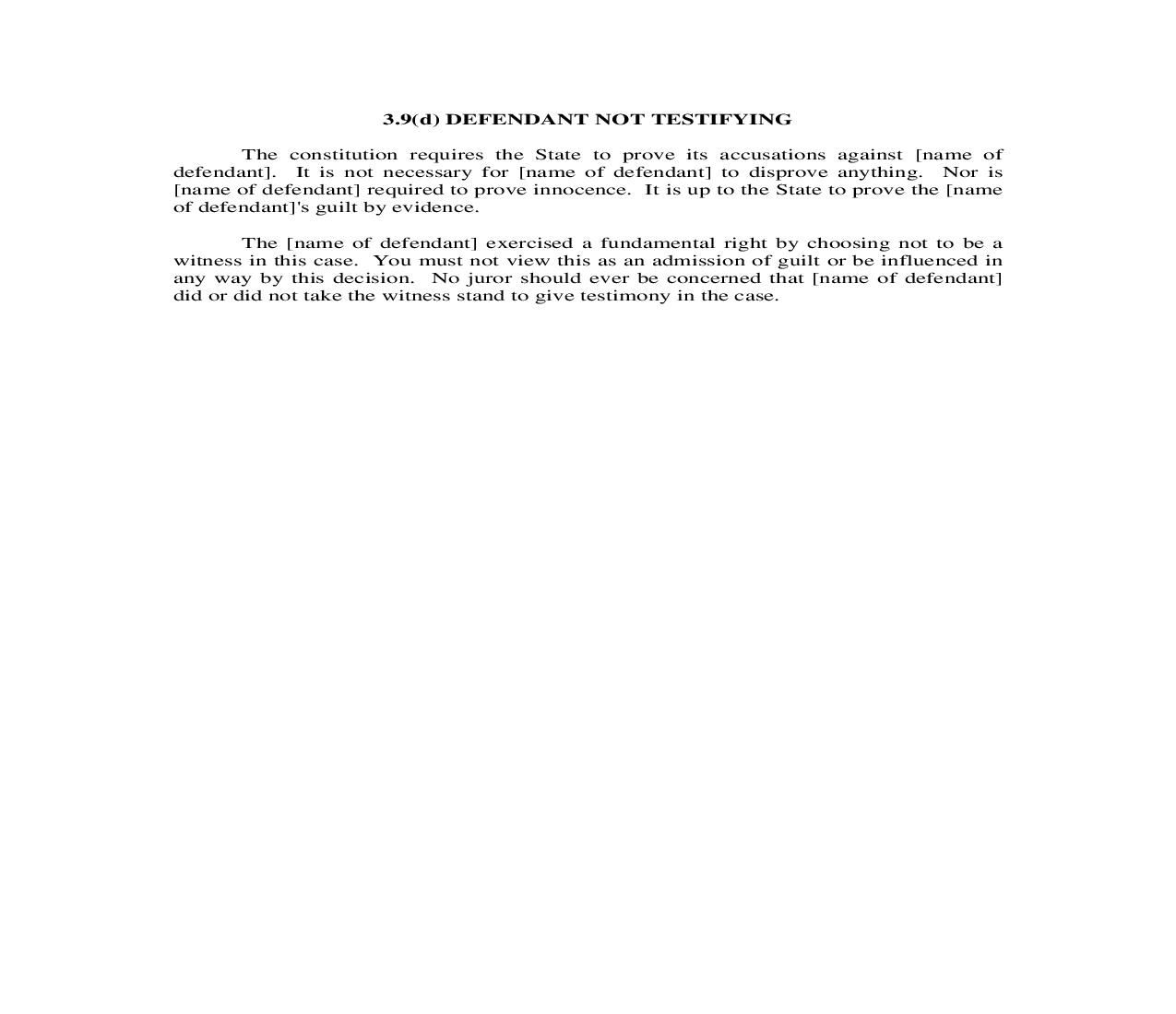 3.9(d). Defendant Not Testifying | Pdf Doc Docx | Florida_JI