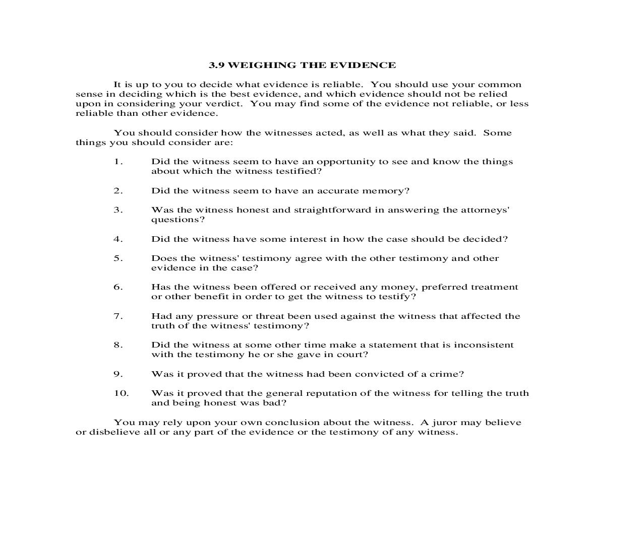 3.9. Weighing The Evidence | Pdf Doc Docx | Florida_JI