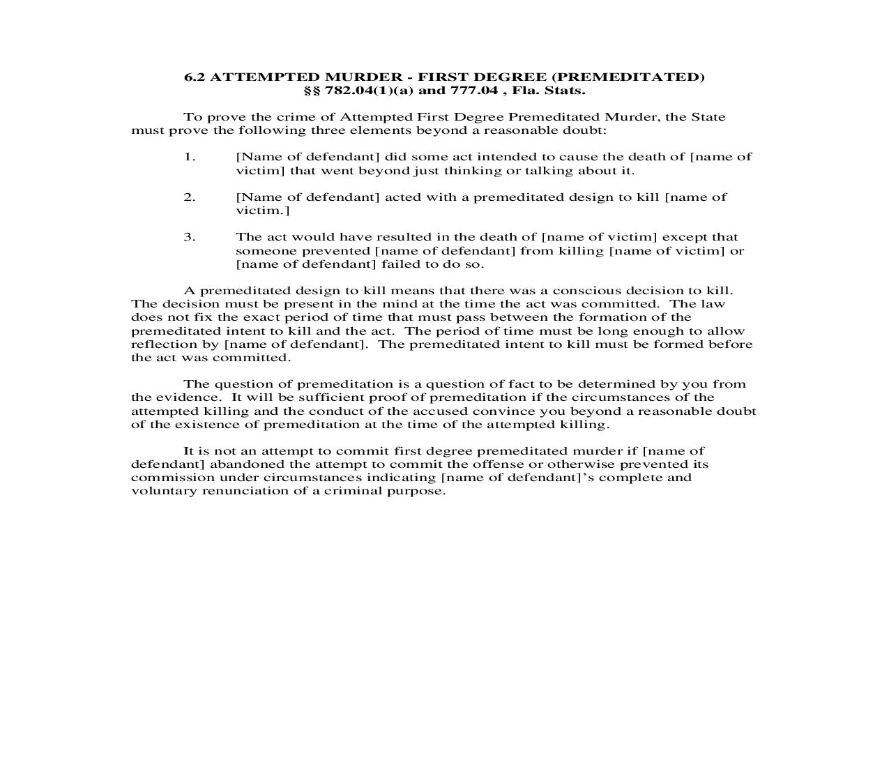 6.2. Attempted Murder - First Degree (Premeditated) | Pdf Doc Docx | Florida_JI