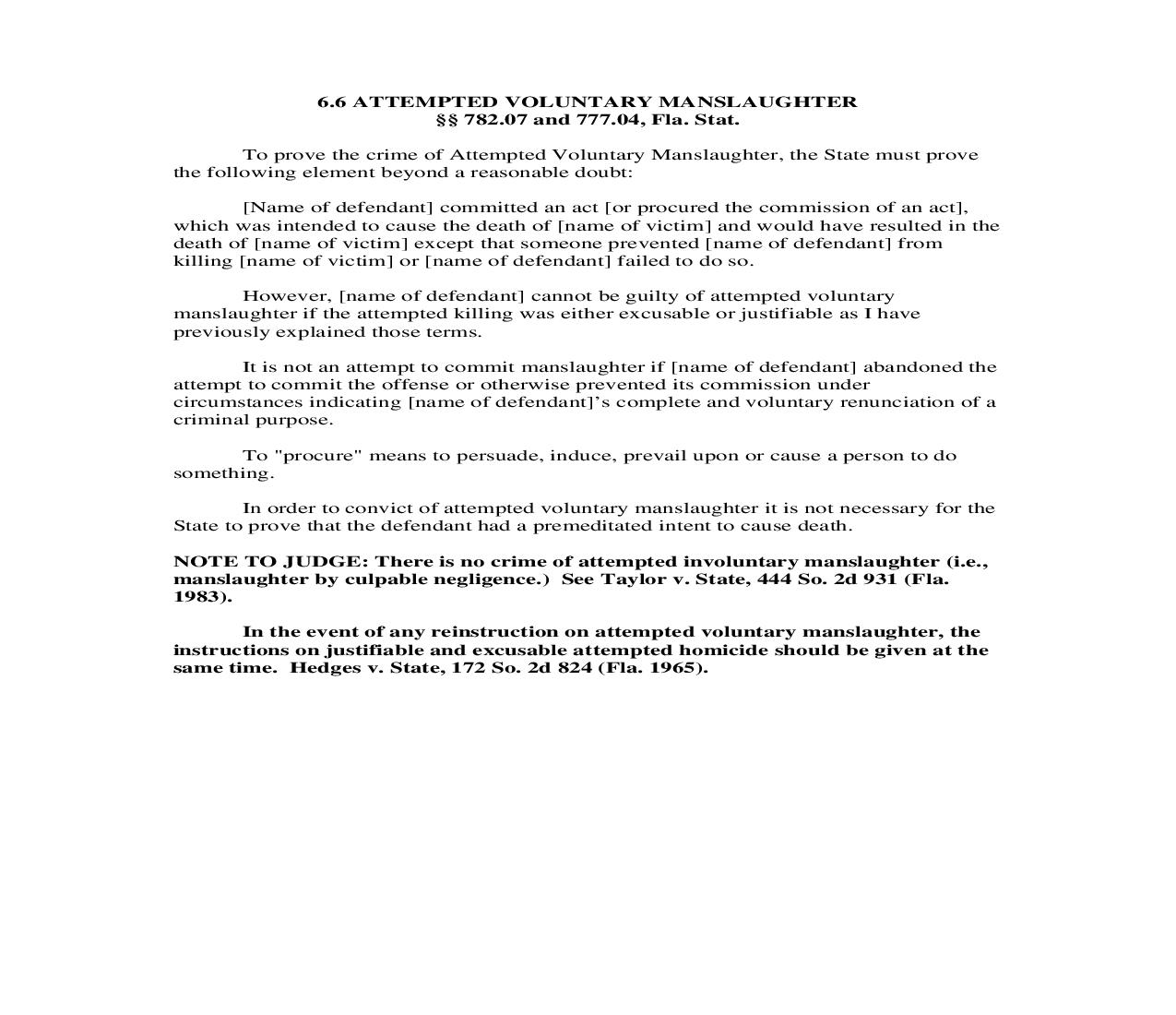 6.6. Attempted Voluntary Manslaughter | Pdf Doc Docx | Florida_JI