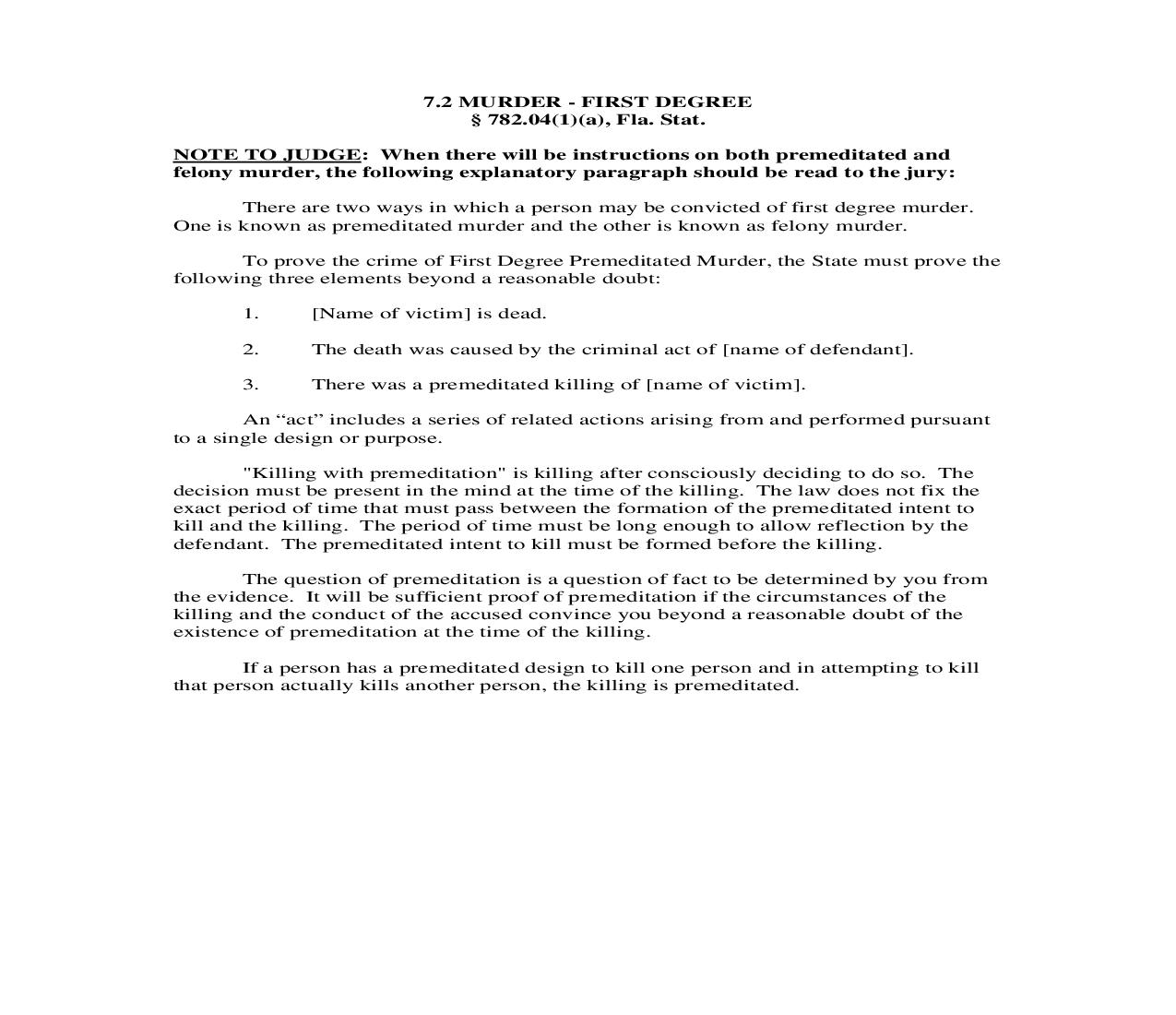 7.2. Murder - First Degree | Pdf Doc Docx | Florida_JI
