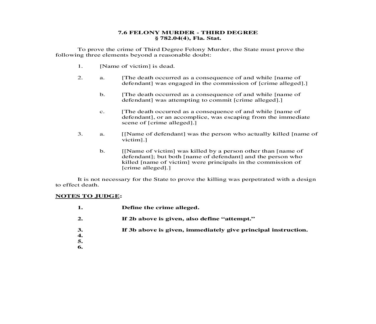 7.6. Felony Murder - Third Degree | Pdf Doc Docx | Florida_JI