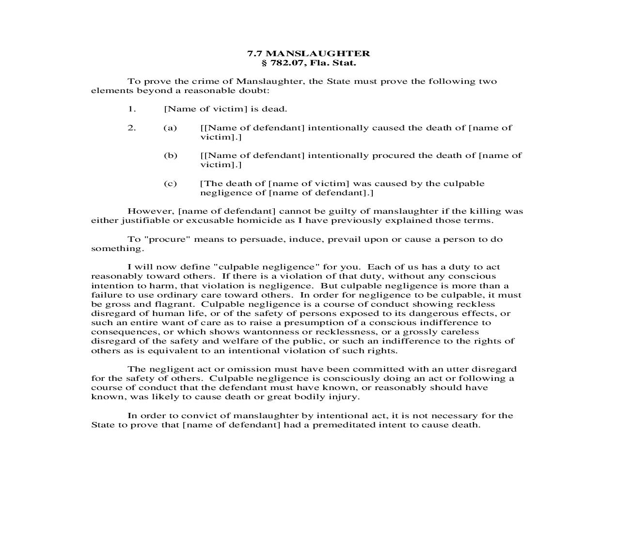 7.7. Manslaughter | Pdf Doc Docx | Florida_JI