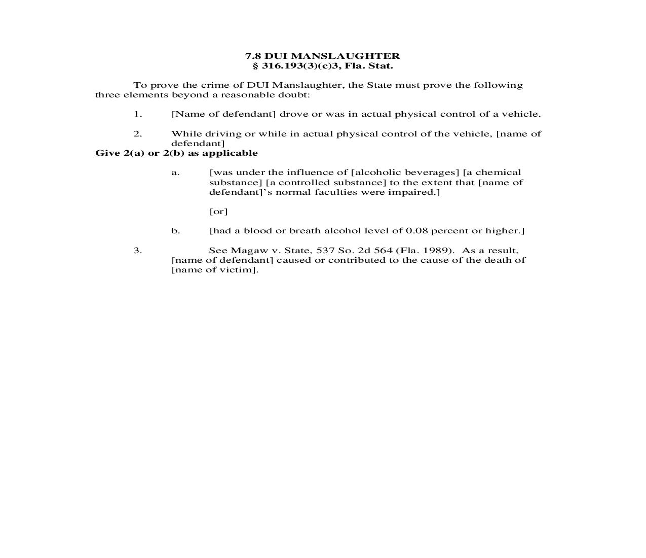 7.8. DUI Manslaughter | Pdf Doc Docx | Florida_JI