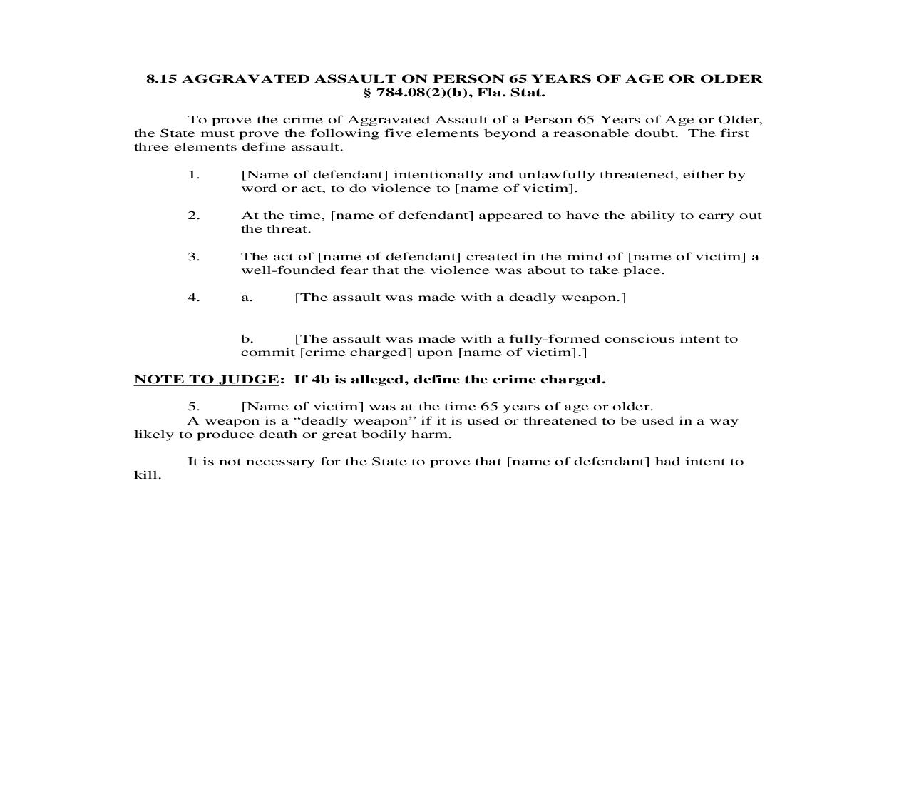 8.15. Aggravated Assault On Person 65 Years Of Age Or Older | Pdf Doc Docx | Florida_JI