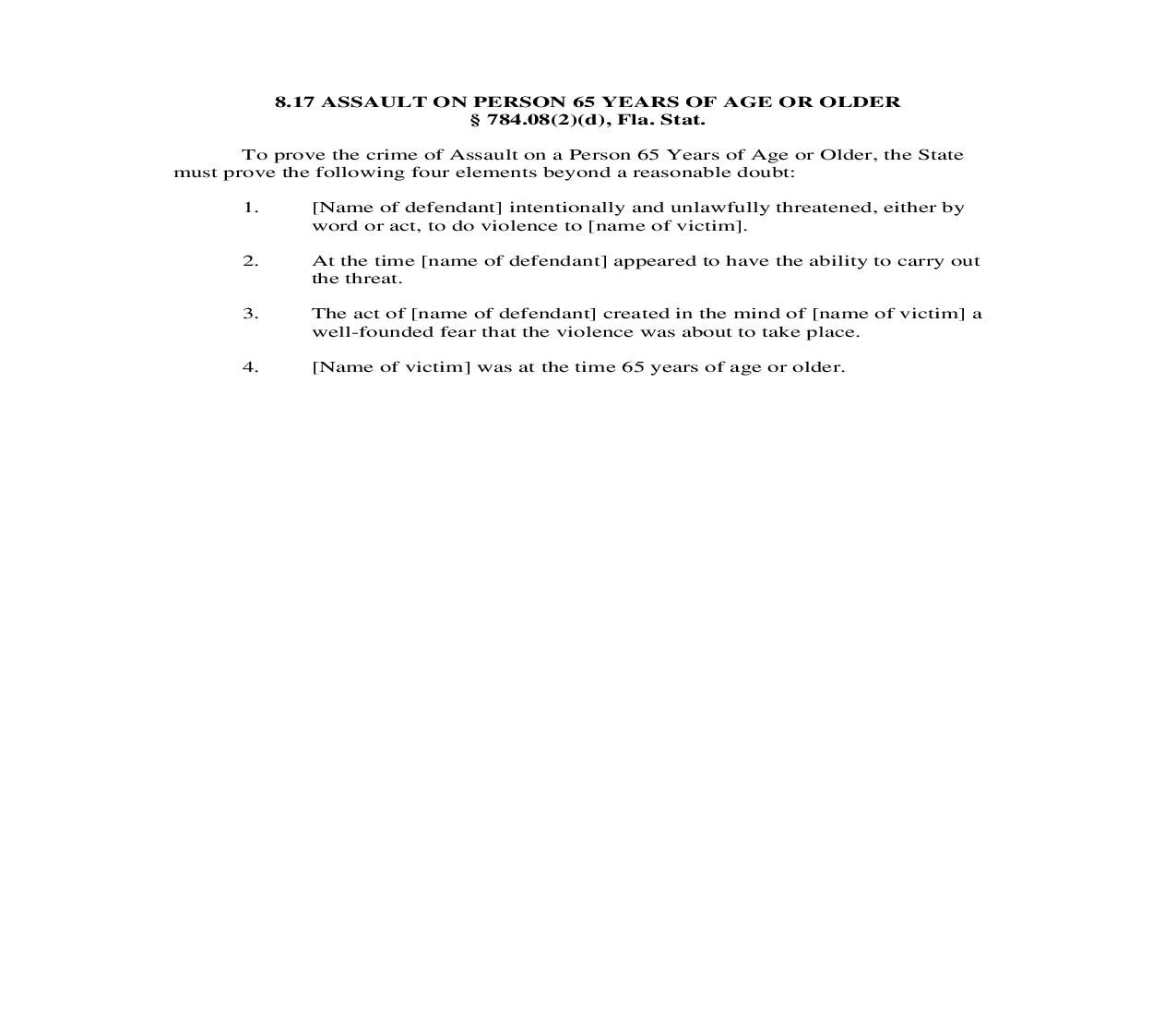 8.17. Assault On Person 65 Years Of Age Or Older | Pdf Doc Docx | Florida_JI