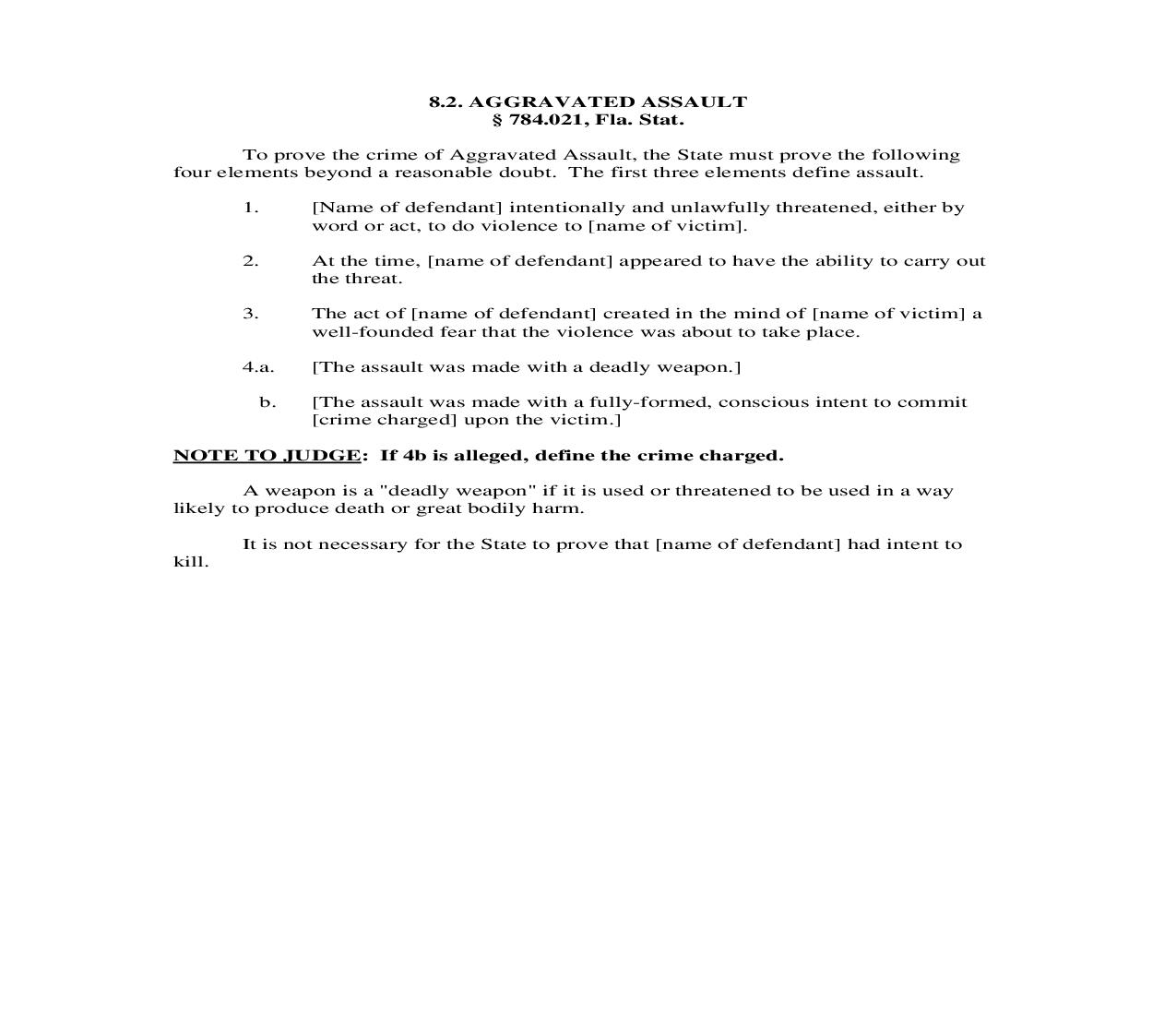 8.2. Aggravated Assault | Pdf Doc Docx | Florida_JI
